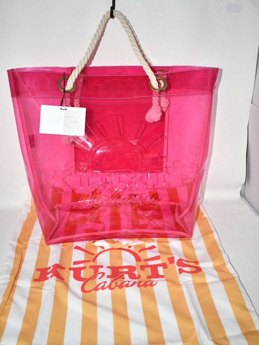 Kurt Geiger Kurt's Cabana Vinyl LARGE Tote Bag in Pink #5829498999 NWT